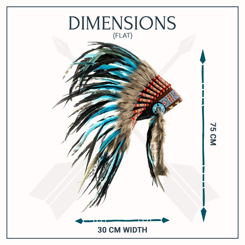 Novum Crafts Feather Headdress | Native American Indian Inspired | Turquoise - Image 5